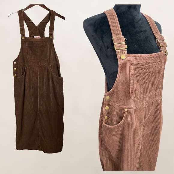 Vintage Dresses & Skirts - Vintage Fads Brown Corduroy overall dress